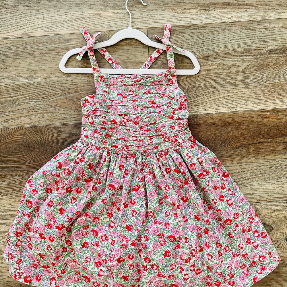Mini Boden Pink and Red Floral Halter Dress